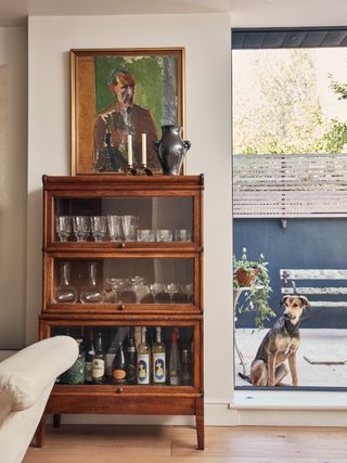 Image may contain Furniture Shelf Animal Dog Mammal Pet Canine Cupboard Closet Cabinet Human and Person