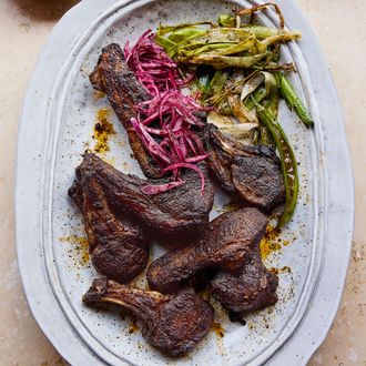 Coffee, cardamom and chipotle-rubbed lamb chops