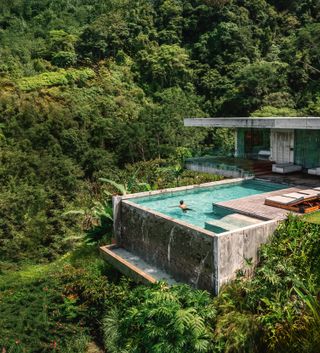 Image may contain Pool Water Swimming Pool Plant Vegetation Outdoors Land Nature Tree Woodland and Person